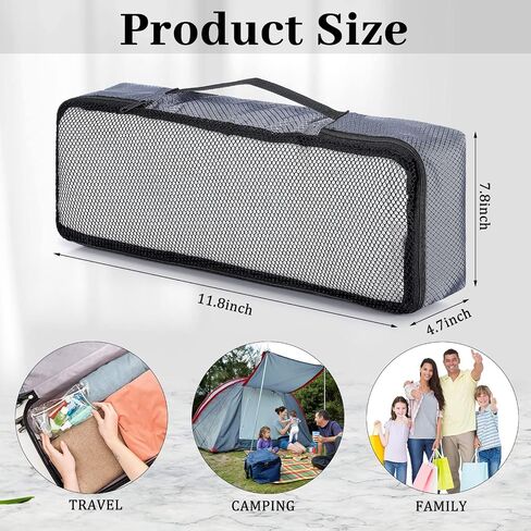 Amylove 12 Pcs Small Compression Packing Cubes Mesh Packing Travel Organizer for Women Family Lightweight Suitcase Organizer Storage Luggage Cubes with Handle for Men Adult Travel Accessories, Grey in Saudi Arabia