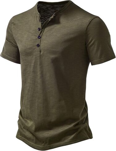JEMITOP Men's Cotton Stylish Texture Henley Shirts Casual Short Sleeve Slim Fit 4 Buttons Muscle T-Shirts in Saudi Arabia