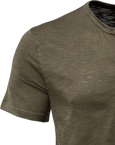 JEMITOP Men's Cotton Stylish Texture Henley Shirts Casual Short Sleeve Slim Fit 4 Buttons Muscle T-Shirts in Saudi Arabia