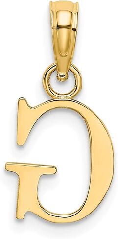 Solid 14k Yellow Gold G Block Initial Letter Alphabet Charm Pendant in Saudi Arabia