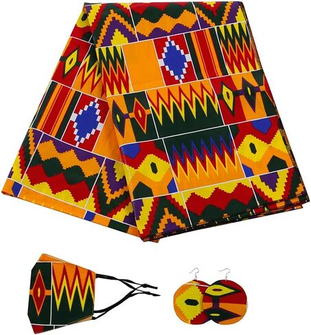 African Headwraps Earrings Face Mask Cotton Headband Bonnet Ankara Wax Fabric Pure Cotton African Headscarf Mask Match Print in Saudi Arabia