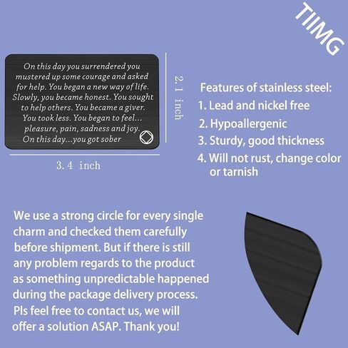 TIIMG Sobriety Gift Addiction Recovery Gift AA Gift NA Gift 12 Step Gifts Alcoholics Anonymous AA Recovery Sobriety Wallet Insert Card (AA necklace) in Saudi Arabia