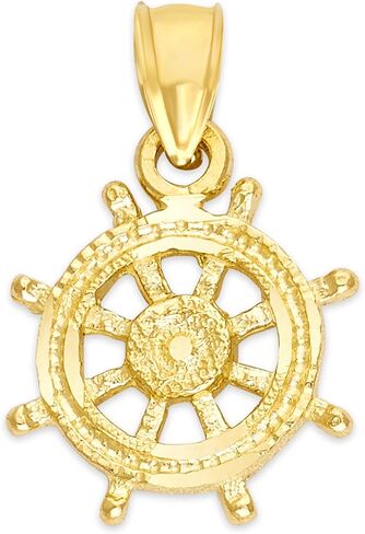 Solid Gold Daharma Wheel Pendant in 10k or 14k, Religious Gifts Buddhism Jewelry in Saudi Arabia