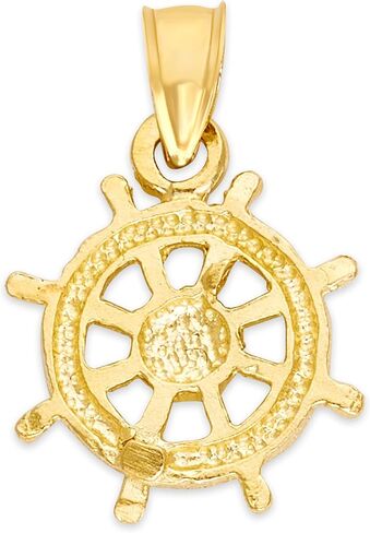 Solid Gold Daharma Wheel Pendant in 10k or 14k, Religious Gifts Buddhism Jewelry in Saudi Arabia