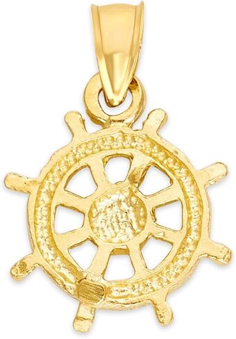 Solid Gold Daharma Wheel Pendant in 10k or 14k, Religious Gifts Buddhism Jewelry in Saudi Arabia