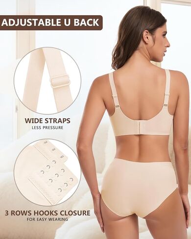 SERSARY Women Wireless Seamless Bra Full Coverage Wavy Padded No Underwire Comfort V Neck Smooth Bralettes in Saudi Arabia