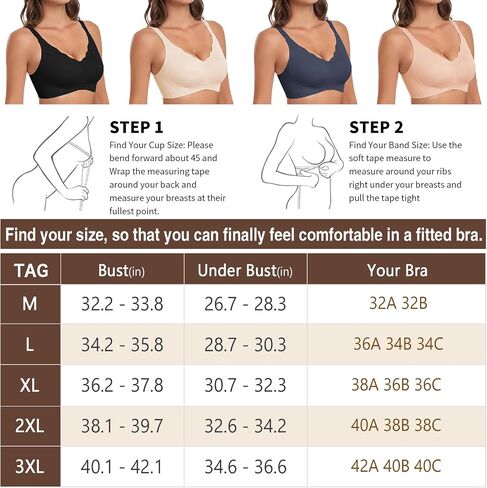 SERSARY Women Wireless Seamless Bra Full Coverage Wavy Padded No Underwire Comfort V Neck Smooth Bralettes in Saudi Arabia