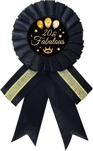 دبوس شارة صفيح رائع 20 ورائع، دبوس عيد ميلاد سعيد 20، هدية عيد ميلاد 20، زر بروش ملون لتزيين حفلات عيد الميلاد العشرين - وردة ذهبية وسوداء in Kuwait