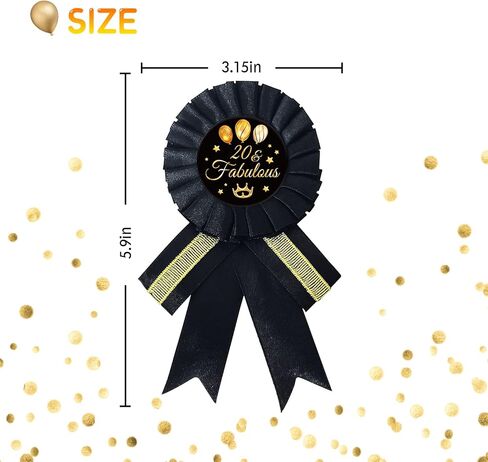 دبوس شارة صفيح رائع 20 ورائع، دبوس عيد ميلاد سعيد 20، هدية عيد ميلاد 20، زر بروش ملون لتزيين حفلات عيد الميلاد العشرين - وردة ذهبية وسوداء in Kuwait