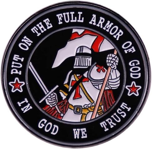 دبوس بروش مطلي بالمينا بتصميم عبارة «Put On The Full Armor Of God In God In God We Truser» لطية صدر السترة وشارات معدنية هدية للاطفال، اكسسوارات معدنية، بدون احجار كريمة, معدن, بدون أحجار كريمة in Kuwait