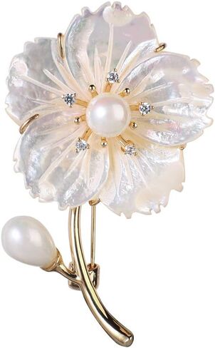 2020 Fashion New Flower Colored Brooch Girl's Holiday Gift Jewelry Safety Pin Purple Grape White Shell Flower in Saudi Arabia