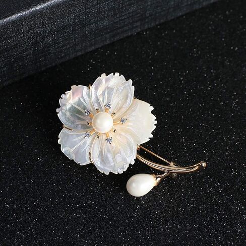 2020 Fashion New Flower Colored Brooch Girl's Holiday Gift Jewelry Safety Pin Purple Grape White Shell Flower in Saudi Arabia