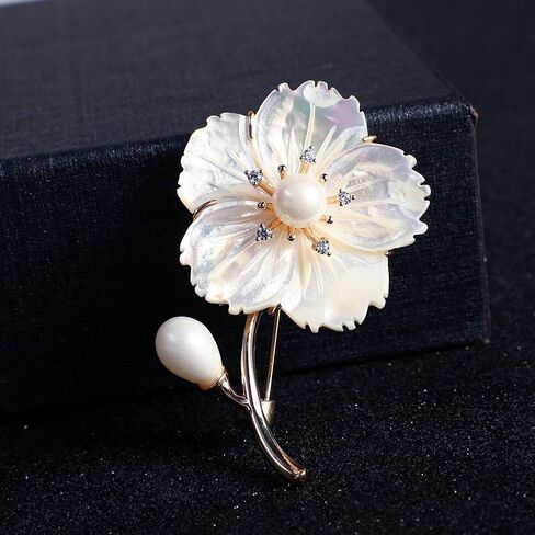 2020 Fashion New Flower Colored Brooch Girl's Holiday Gift Jewelry Safety Pin Purple Grape White Shell Flower in Saudi Arabia