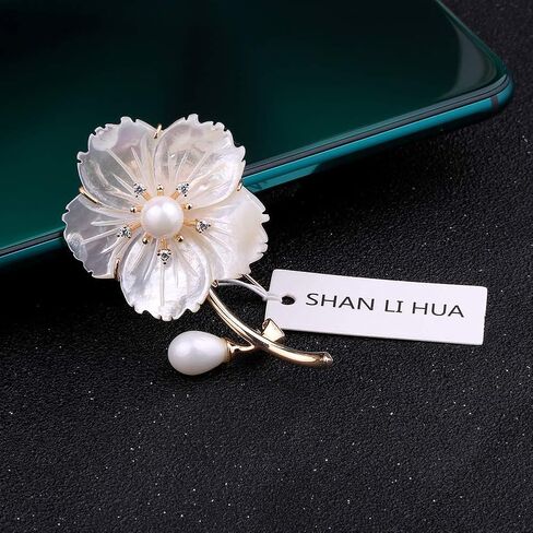 2020 Fashion New Flower Colored Brooch Girl's Holiday Gift Jewelry Safety Pin Purple Grape White Shell Flower in Saudi Arabia