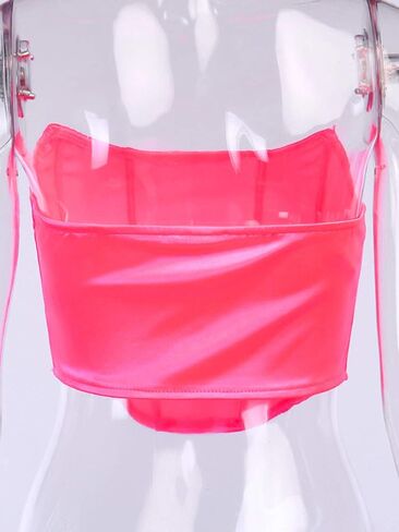 hirigin Sexy Women Push Up Bustiers Corsets Strapless Off Shoulder Slim Crop Tops Clubwear Party Outwear (pink, S) in Saudi Arabia