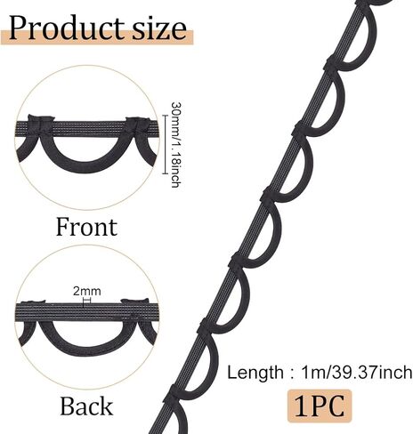 BENECREAT 1.1 Yard Black Corset Loops for Corset Lacing, 1-1/8 Inch Dress Back Satin Webbing Corset Back Interchangeable Zipper for Craft Wedding Accessories, Prom Dresses, Formal Dresses in Saudi Arabia