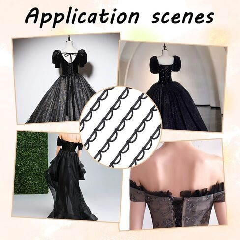 BENECREAT 1.1 Yard Black Corset Loops for Corset Lacing, 1-1/8 Inch Dress Back Satin Webbing Corset Back Interchangeable Zipper for Craft Wedding Accessories, Prom Dresses, Formal Dresses in Saudi Arabia