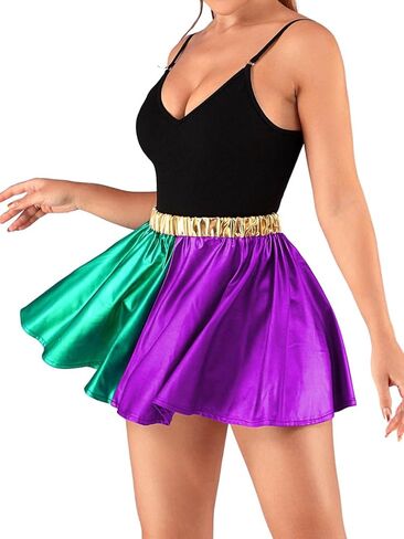 تنورة كاكاكو ماردي غرا المعدنية، تنورة كرنفال هولوجراهيك، تنورة بطن لامعة، تنورة صغيرة زي للنساء والفتيات in Kuwait