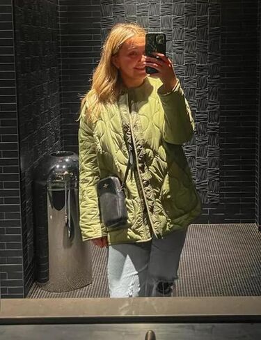 اومون جاكيتات مبطنة كبيرة الحجم للنساء، معطف شتوي دافئ وخفيف الوزن بازرار سفلية مبطن مع جيب in Kuwait