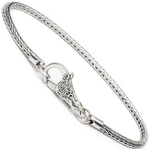 RUBYCA 5Pcs 20cm Bracelet 18KGP Silver Plated Heart Lobster Clasp Floral Snake Chain Charm Beads DIY in Saudi Arabia