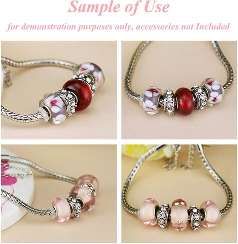 RUBYCA 5Pcs 20cm Bracelet 18KGP Silver Plated Heart Lobster Clasp Floral Snake Chain Charm Beads DIY in Saudi Arabia
