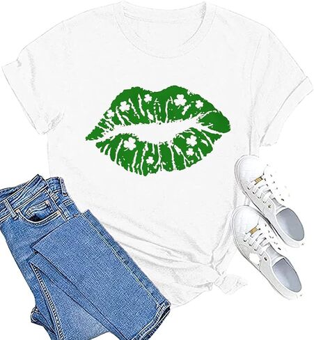 Women St Patricks Day Shirts Shamrock Graphic Casual Tshirts Cute Lucky Irish Tee Spring in Saudi Arabia