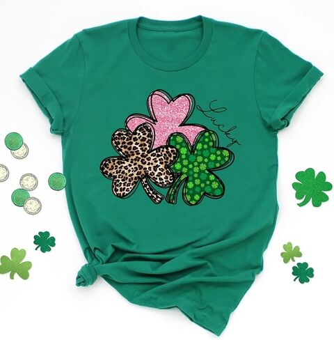 Women St Patricks Day Shirts Shamrock Graphic Casual Tshirts Cute Lucky Irish Tee Spring in Saudi Arabia