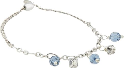 Alex and Ani A19EBCRY03RS,Crystal Pull Chain Bracelet, Denim Blue,Rafaelian Silver,Blue,Bracelet in Saudi Arabia