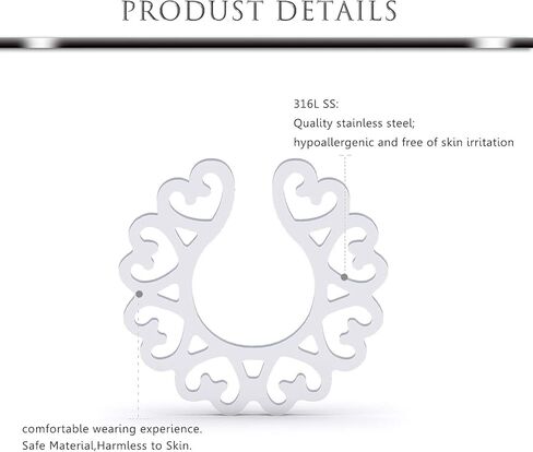Hoeudjo 4 Pairs Non-Piercing Nipple Rings for Women Fake Nipplerings Piercings Clip On Nipple Rings 316L Stainless Steel Faux Dangle Nipple Jewelry in Saudi Arabia