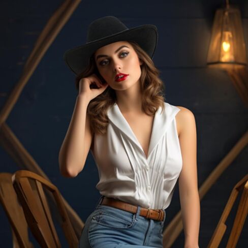 قبعة رعاة البقر من الصوف بنسبة 100% من GEMVIE، قبعة رعاة البقر سوداء للنساء والرجال، قبعة رعاة البقر ذات حافة واسعة in Kuwait