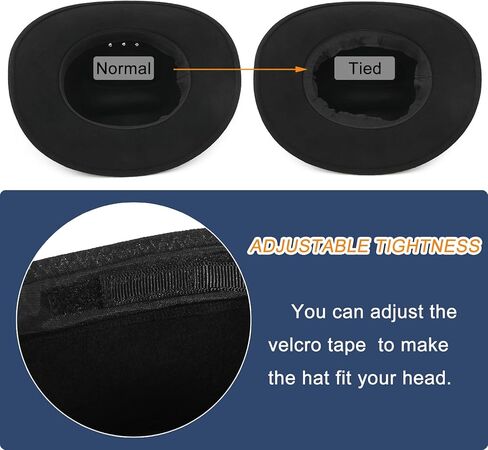 قبعة رعاة البقر من الصوف بنسبة 100% من GEMVIE، قبعة رعاة البقر سوداء للنساء والرجال، قبعة رعاة البقر ذات حافة واسعة in Kuwait