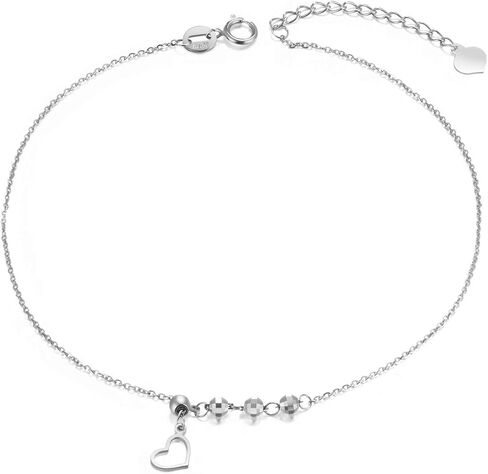 SISGEM 18k Gold Anklets for Women, Real Fine Jewelry Ankle Bracelet with Heart, 8.3"-9.8" in Saudi Arabia