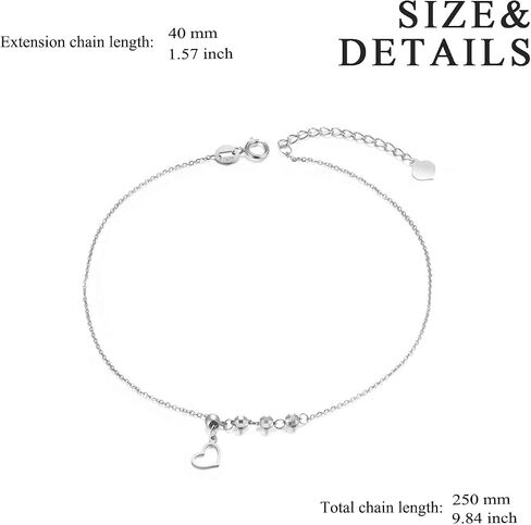 SISGEM 18k Gold Anklets for Women, Real Fine Jewelry Ankle Bracelet with Heart, 8.3"-9.8" in Saudi Arabia