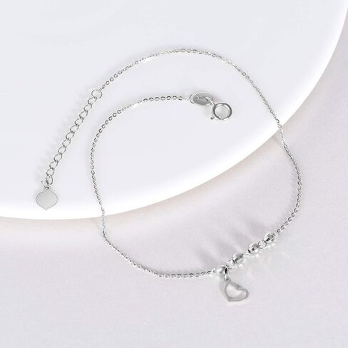 SISGEM 18k Gold Anklets for Women, Real Fine Jewelry Ankle Bracelet with Heart, 8.3"-9.8" in Saudi Arabia