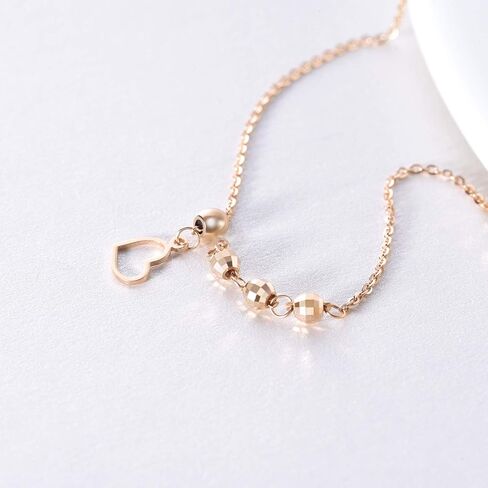 SISGEM 18k Gold Anklets for Women, Real Fine Jewelry Ankle Bracelet with Heart, 8.3"-9.8" in Saudi Arabia