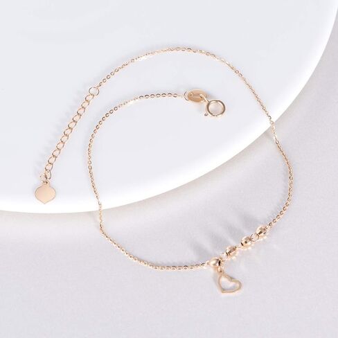 SISGEM 18k Gold Anklets for Women, Real Fine Jewelry Ankle Bracelet with Heart, 8.3"-9.8" in Saudi Arabia