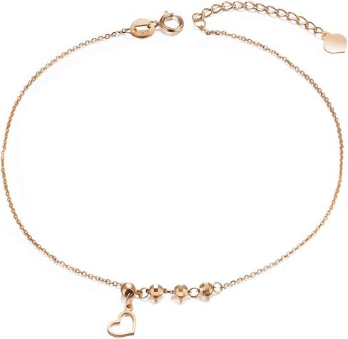 SISGEM 18k Gold Anklets for Women, Real Fine Jewelry Ankle Bracelet with Heart, 8.3"-9.8" in Saudi Arabia