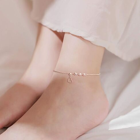 SISGEM 18k Gold Anklets for Women, Real Fine Jewelry Ankle Bracelet with Heart, 8.3"-9.8" in Saudi Arabia