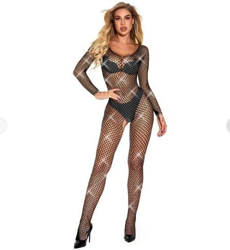 ملابس داخلية مثيرة من شبكة صيد السمك من ديلادولا، فستان تيدي من حجر الراين للنساء والفتيات in Kuwait