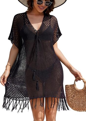 BBX Lephsnt ملابس السباحة النسائية الكروشيه التستر الجوف خارج التستر ملابس السباحة المايوه محبوك شرابة الشاطئ in Kuwait