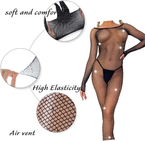 ملابس داخلية مثيرة من شبكة صيد السمك من ديلادولا، فستان تيدي من حجر الراين للنساء والفتيات in Kuwait