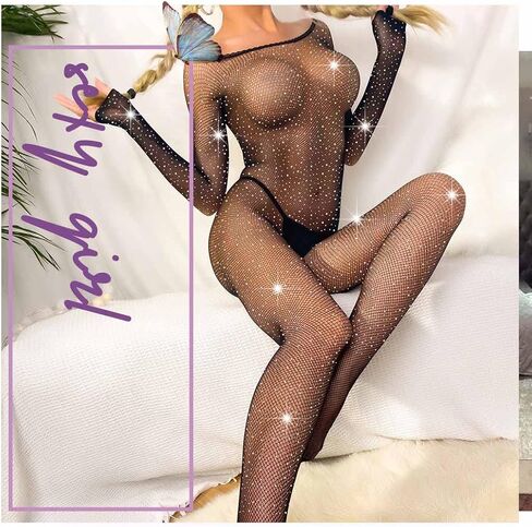 ملابس داخلية مثيرة من شبكة صيد السمك من ديلادولا، فستان تيدي من حجر الراين للنساء والفتيات in Kuwait