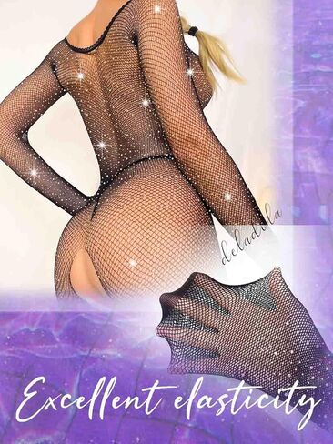 ملابس داخلية مثيرة من شبكة صيد السمك من ديلادولا، فستان تيدي من حجر الراين للنساء والفتيات in Kuwait