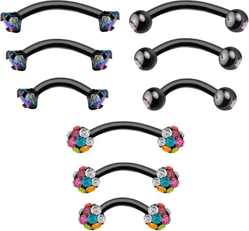 9 قطع الجراحية الصلب الحاجب الدائري للنساء الرجال الأسود منحني الحديد بار 16 جرام تشيكوسلوفاكيا الحاجب اللولب الزنمة الغضروف ثقب الدائري 6 ملليمتر 8 ملليمتر 10 ملليمتر in Kuwait