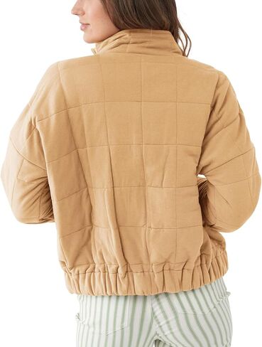 سترة نسائية منتفخة مبطنة من Fazortev، بلوفر نصف سحاب، كاجوال بأكمام طويلة، معاطف شتوية خفيفة الوزن، ملابس خارجية in Kuwait