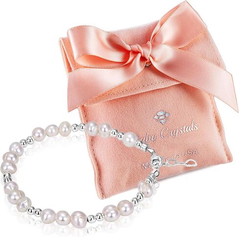Beaded Bracelets for Girls, Sterling Silver Cultured Freshwater Pearl Bracelet, Baby Girl Toddler Keepsake, Birthday Girl Gifs in Saudi Arabia