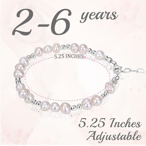 Beaded Bracelets for Girls, Sterling Silver Cultured Freshwater Pearl Bracelet, Baby Girl Toddler Keepsake, Birthday Girl Gifs in Saudi Arabia