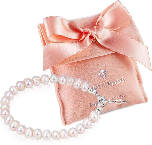 Beaded Bracelets for Girls, Sterling Silver Cultured Freshwater Pearl Bracelet, Baby Girl Toddler Keepsake, Birthday Girl Gifs in Saudi Arabia