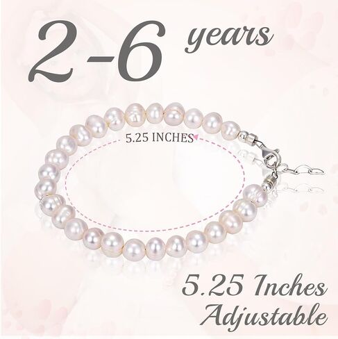 Beaded Bracelets for Girls, Sterling Silver Cultured Freshwater Pearl Bracelet, Baby Girl Toddler Keepsake, Birthday Girl Gifs in Saudi Arabia