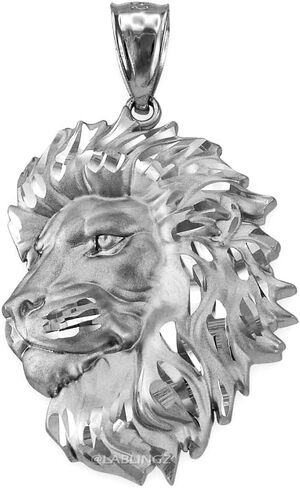 Sterling Silver Satin Lion Head DC Leo Pendant (S/L) in Kuwait